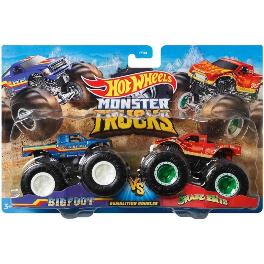 Машинки (примʼята коробка) Хот Вілс Монстр Трак Monster Trucks Bigfoot Vs Snake Bite Hot Wheels BGTJ51