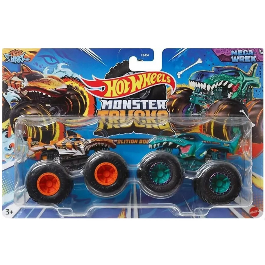 Машинки Хот Вілс Монстр Трак Monster Trucks Mega Wrex and Tiger Shark Hot Wheels HWN63