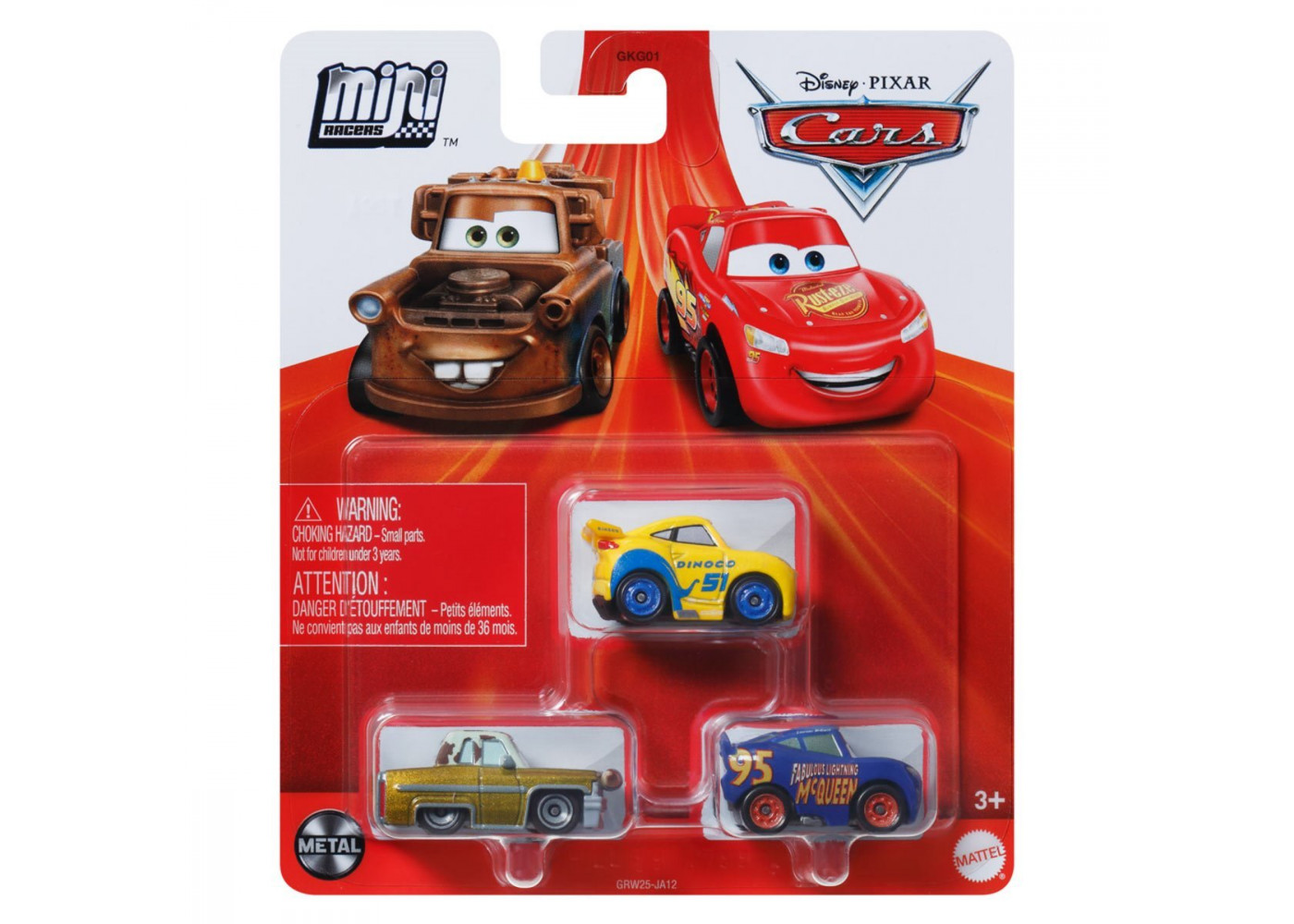 Набір 3 машинки метал Тачки Disney Pixar Cars Mini Racers 2024 Mattel GRW25