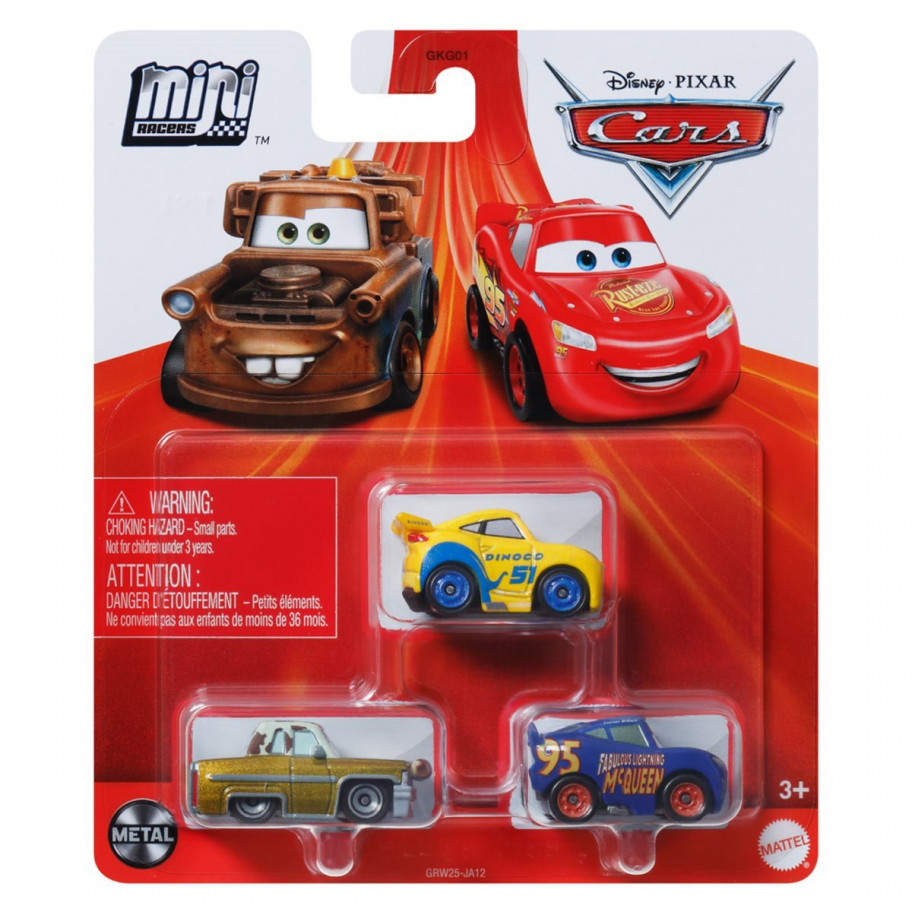 Набор 3 машинки металл Тачки Disney Pixar Cars Mini Racers 2024 Mattel GRW25