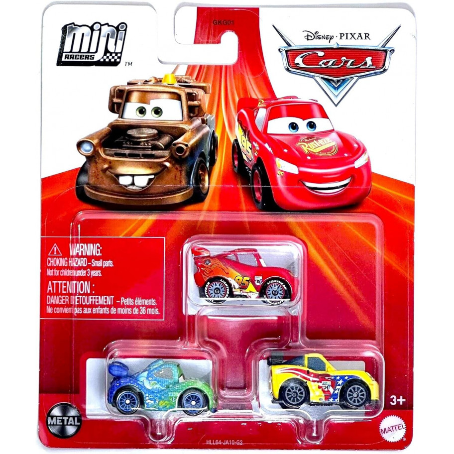 Машинка Тачки Маквін 3 шт Disney Pixar Cars Mini Racers McQueen Mattel HLL64