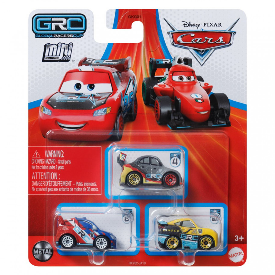 Набор 3 машинки металл Тачки Disney Pixar Cars Mini Racers 2024 Mattel HXY62