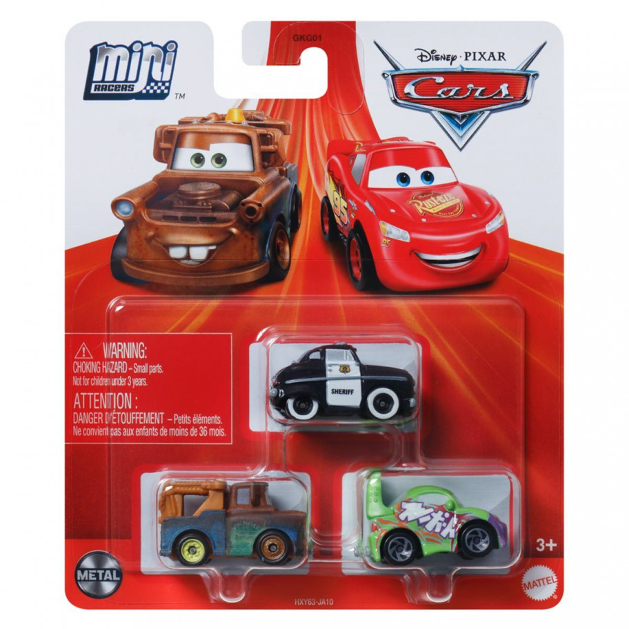 Набір 3 машинки метал Тачки Disney Pixar Cars Mini Racers 2024 Mattel HXY63