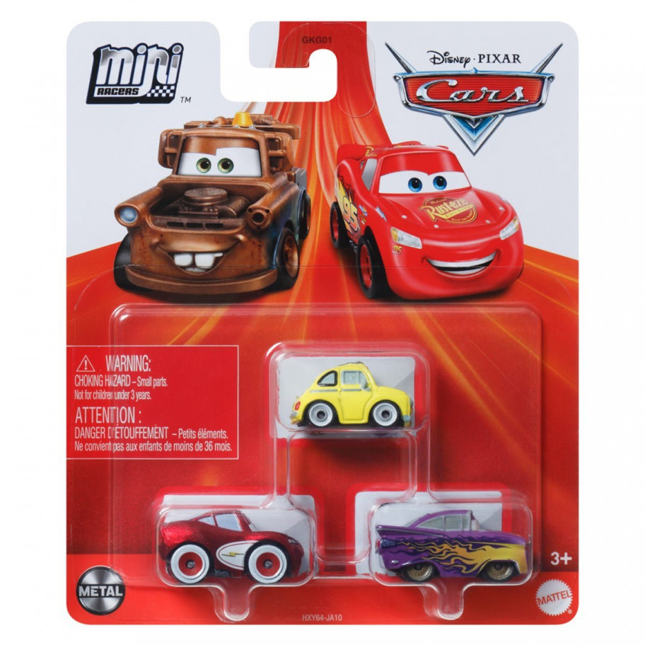 Набір 3 машинки метал Тачки Disney Pixar Cars Mini Racers 2024 Mattel HXY64