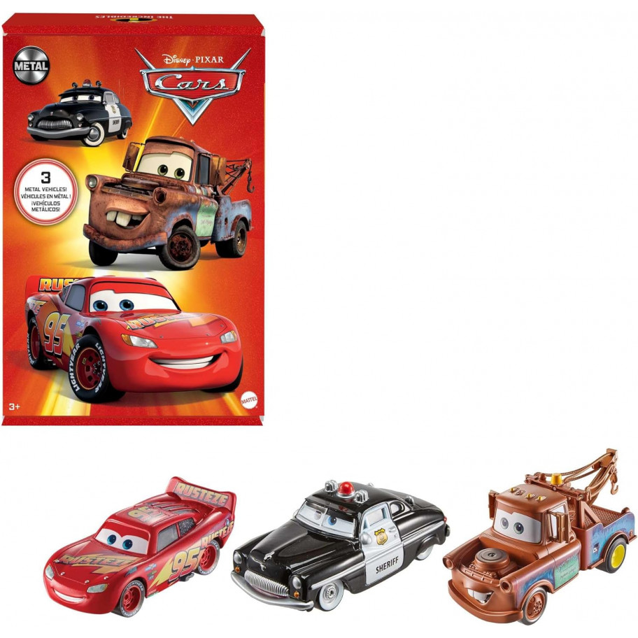 Набор автомобилей Тачки Молния Маквин Шериф Сырник 1:55 Disney Pixar Cars Lightning McQueen Sheriff Matter Mattel HBW14