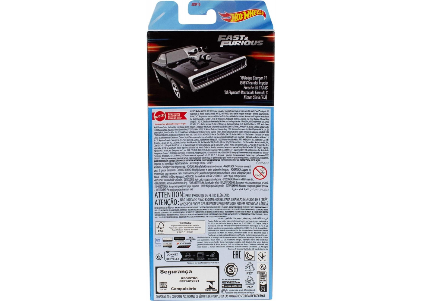 Набір Хот Вілс із 5 машинок Форсаж Hot Wheels Fast and Furious Mattel JBJ80