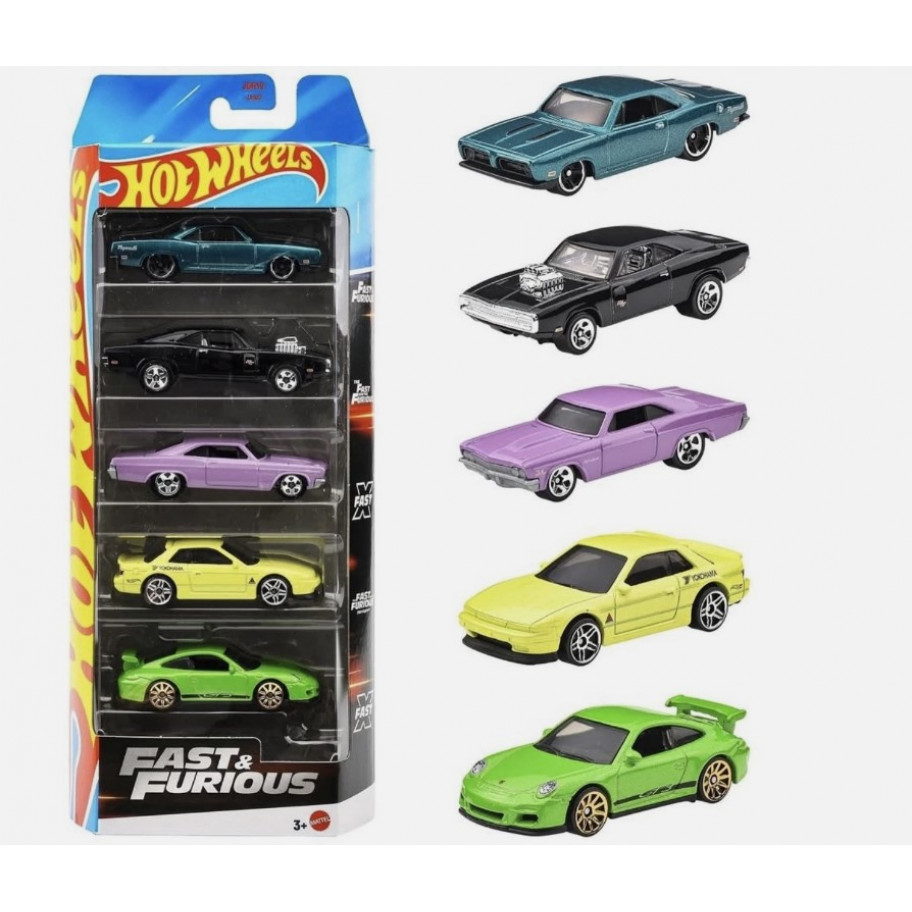 Набір Хот Вілс із 5 машинок Форсаж (Прим’ята Коробка) Hot Wheels Fast and Furious Mattel BJBJ80