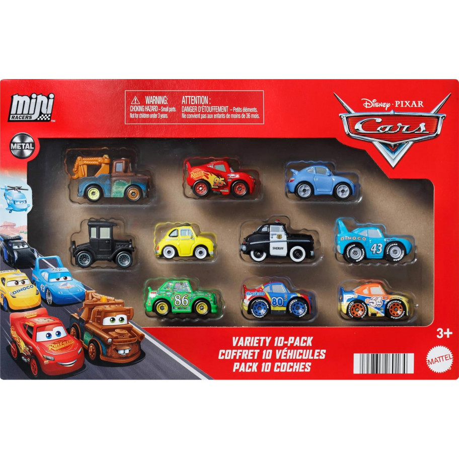 Набір із 10 машинок Тачки Маквін Disney Pixar Cars 10 Mini Racers Mattel JBH06