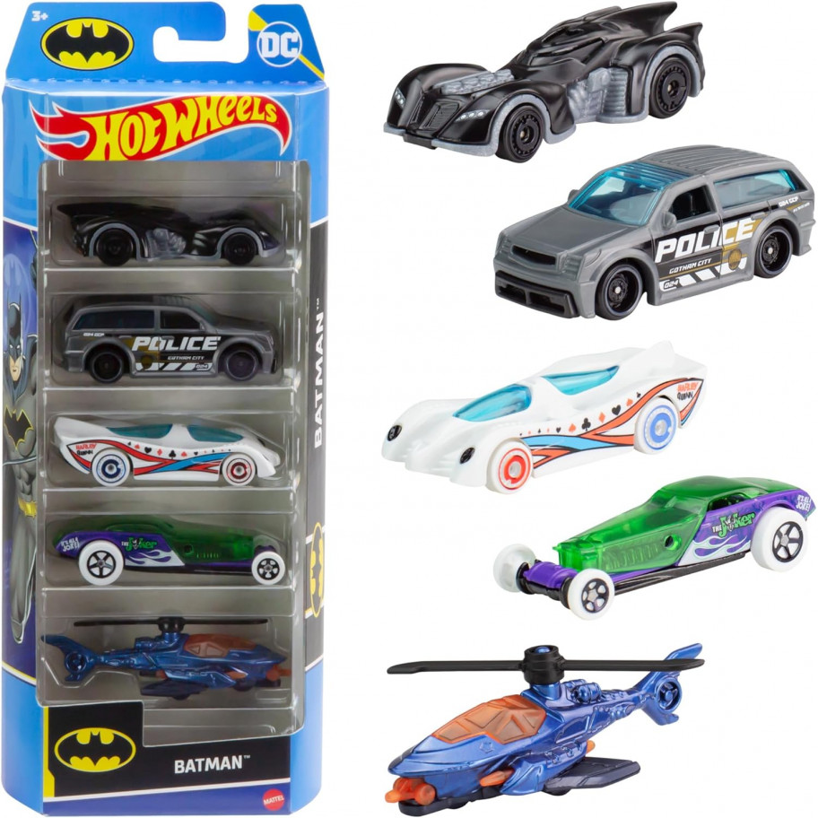 Набір із 5 машинок Хот Вілс Batman Hot Wheels Mattel HTV44