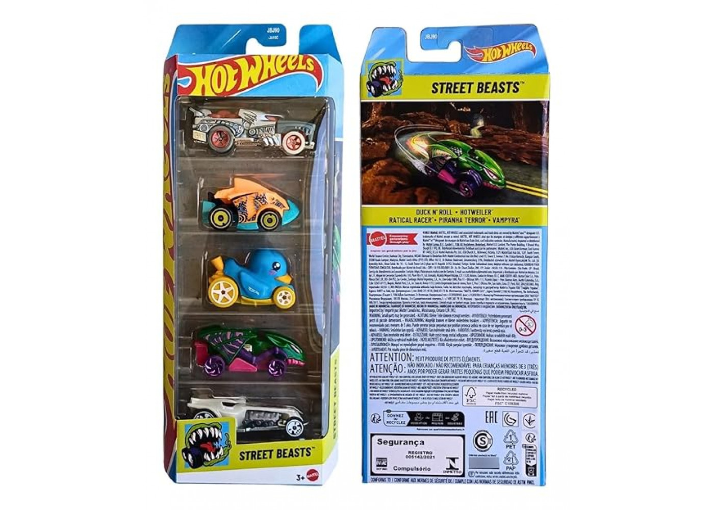 Набор из 5 Машинок Хот Вилс Street Beasts Hot Wheels Mattel JBJ90