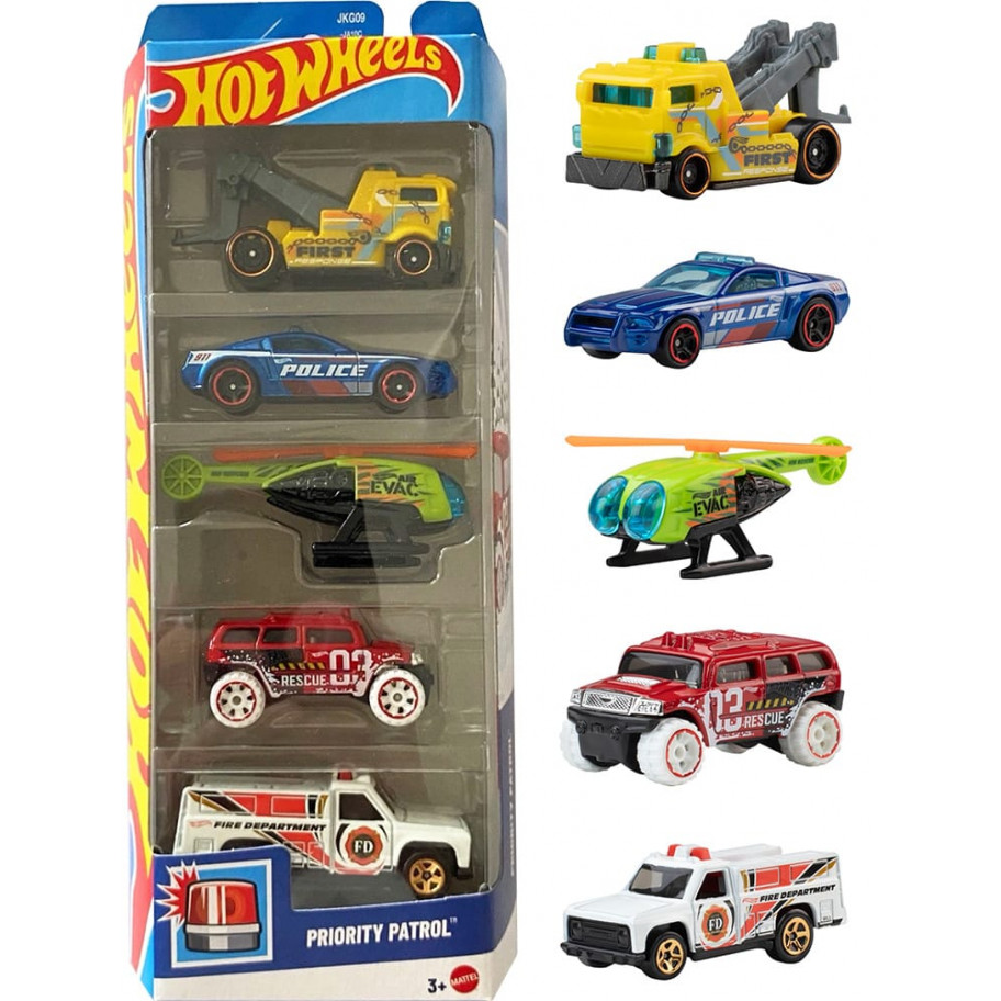 Набір із 5 машинок Хот Вілс Priority Patrol Hot Wheels Mattel JKG09