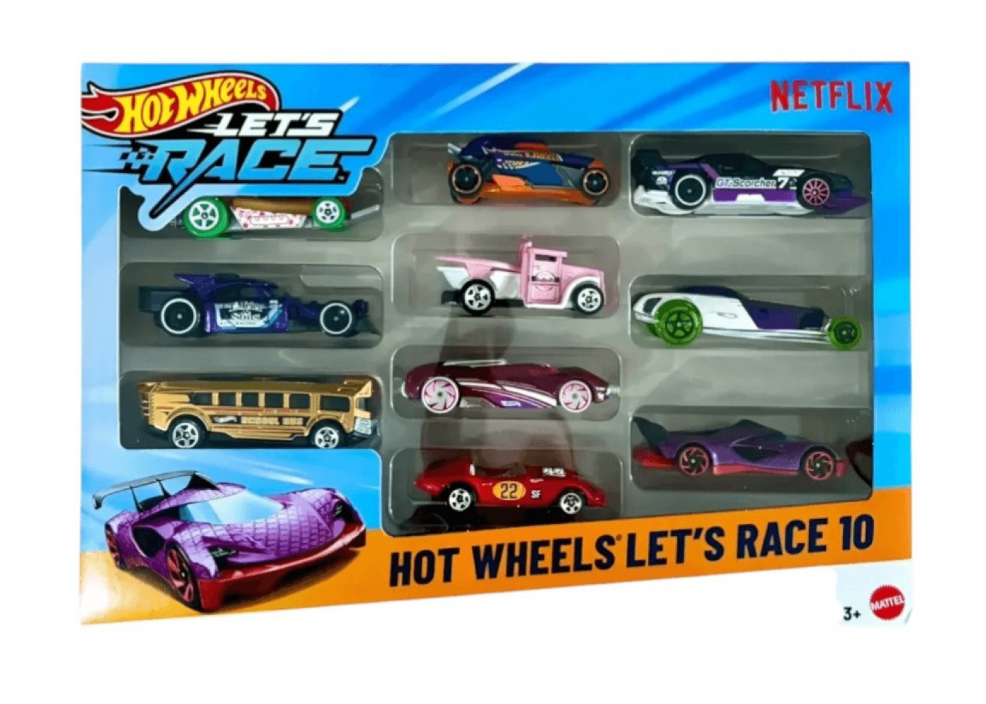 Набір з 10 машинок Хот Вілс Hot Wheels Let's Race 10 Mattel JGN40