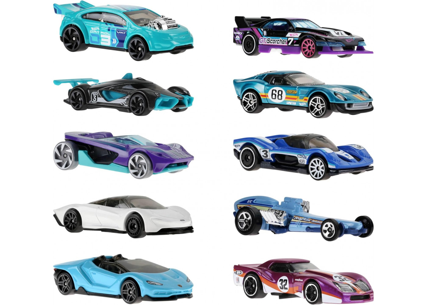 Набор из 10 машинок Хот Вилс Hot Wheels HW Rase Team 10 Mattel HYM96