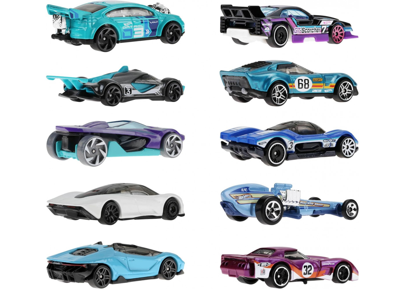 Набор из 10 машинок Хот Вилс Hot Wheels HW Rase Team 10 Mattel HYM96