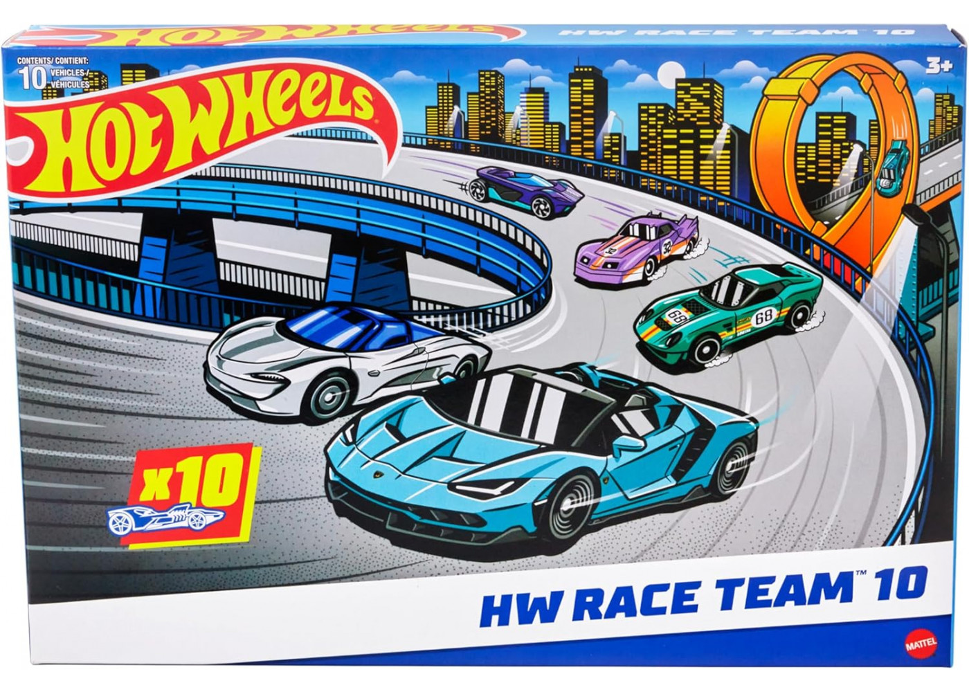 Набор из 10 машинок Хот Вилс Hot Wheels HW Rase Team 10 Mattel HYM96