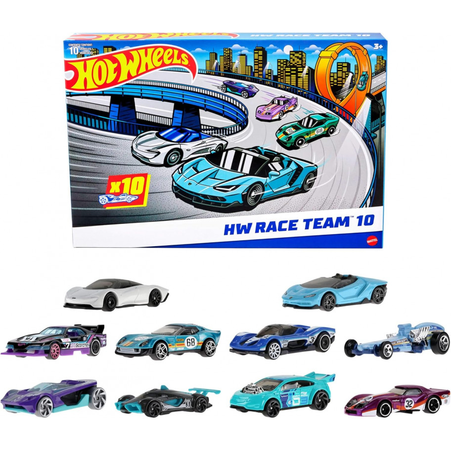 Набор из 10 машинок Хот Вилс Hot Wheels HW Rase Team 10 Mattel HYM96