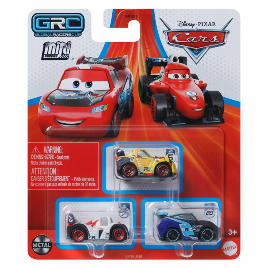 Набор 3 машинки металл Тачки Disney Pixar Cars Mini Racers 2024 Mattel HXY61