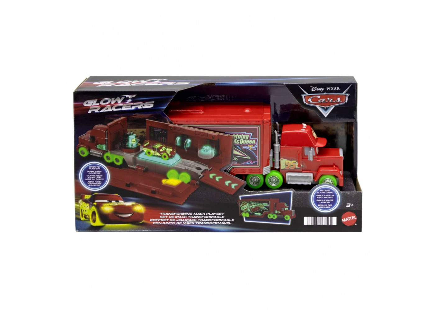 Трейлер Автовоз 2 в 1 Тачки Маквін Світиться у Темряві Disney Pixar Cars Glow Racers Transforming Mack Playset Mattel HPX76
