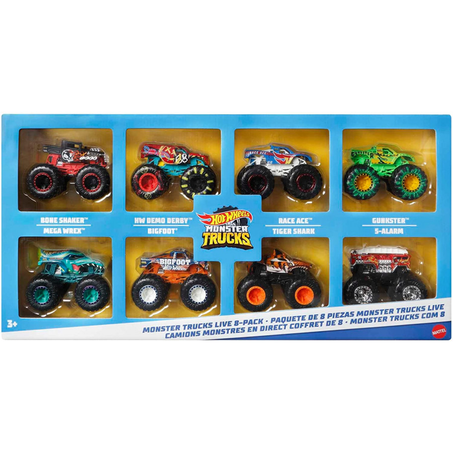 Набір Хот Вілс з 8 Монстр Траков Hot Wheels Monster Trucks MattelHGX21