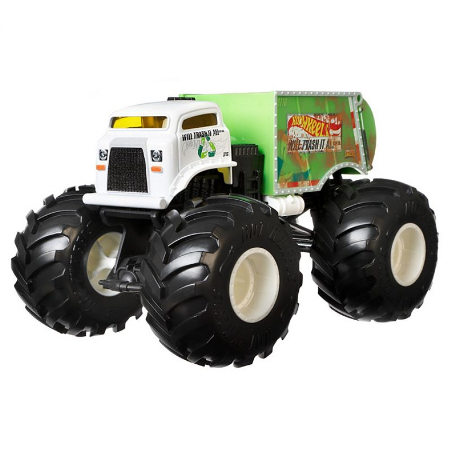 Джип Хот Вилс Монстр Мусоровоз 20 см Примята Коробка Hot Wheels Monster Trucks Will Trash It All Mattel GWK99