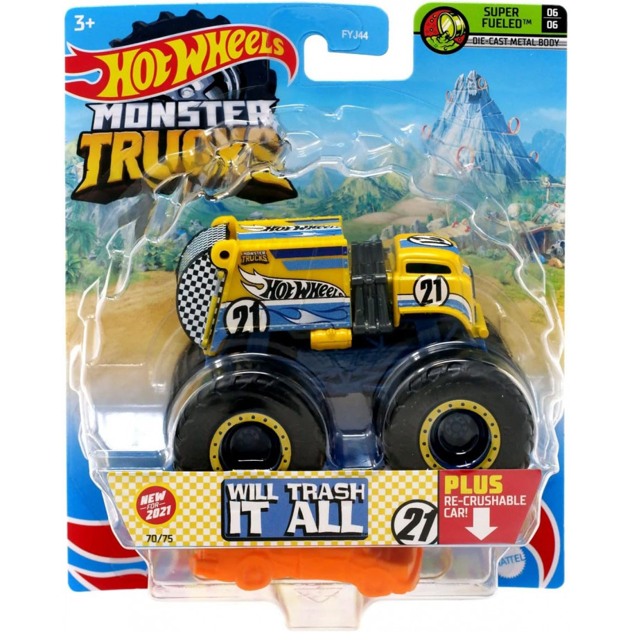 Машинка Хот Вілс Монстр Трак Monster Trucks Will Trash It All Hot Wheels HHG67