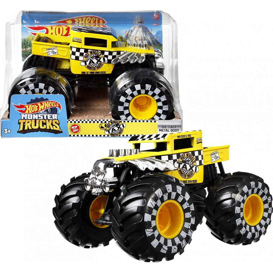 Машинка Монст Трек Хот Вилс Такси Monster Trucks Hot Wheelse Taxi Mattel GTJ45