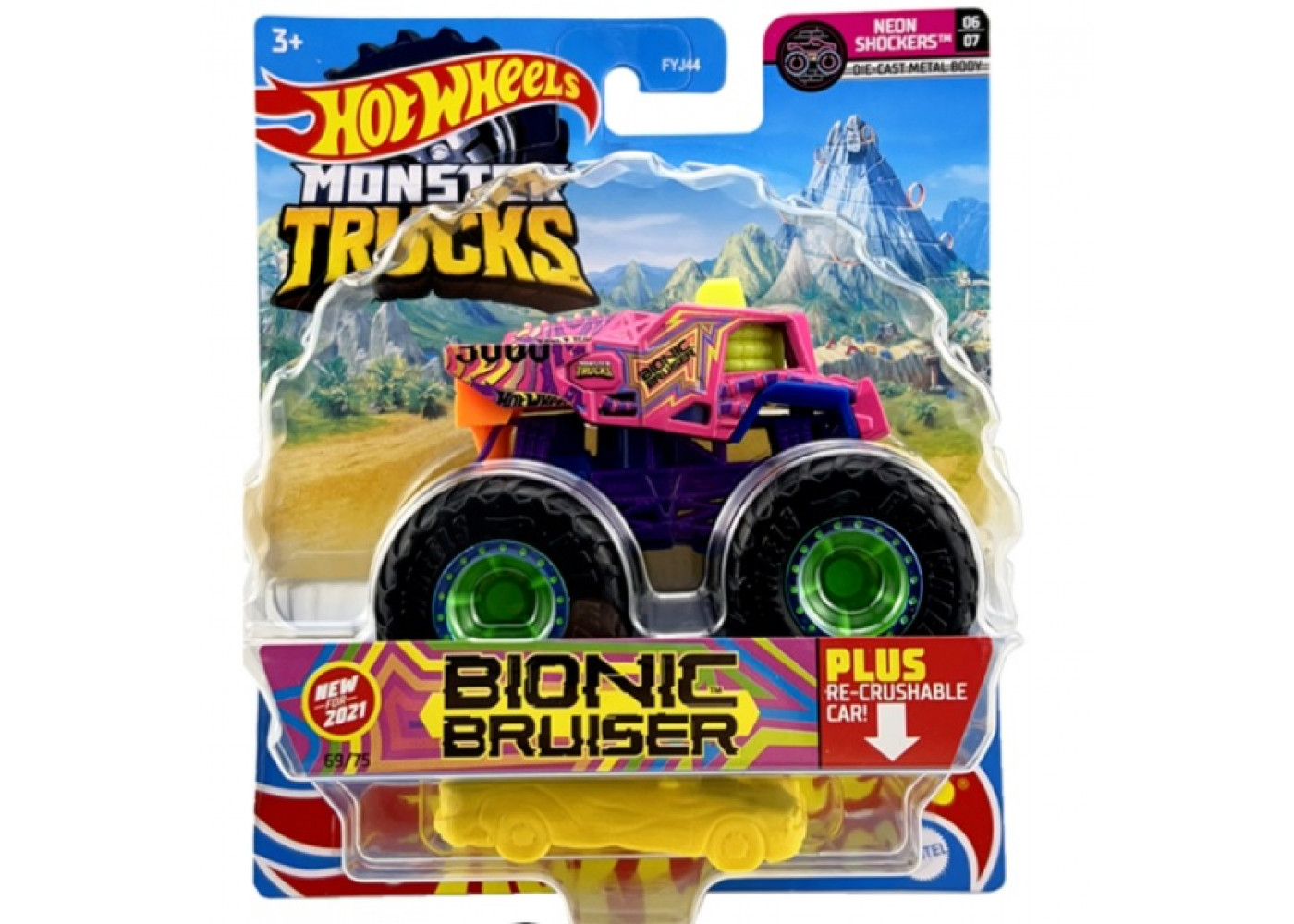 Машинка Монстр Трак Бионик Бруйзер Хот Вилс 1:64 Hot Wheels Monster Trucks Bionic Bruiser Mattel GHT90