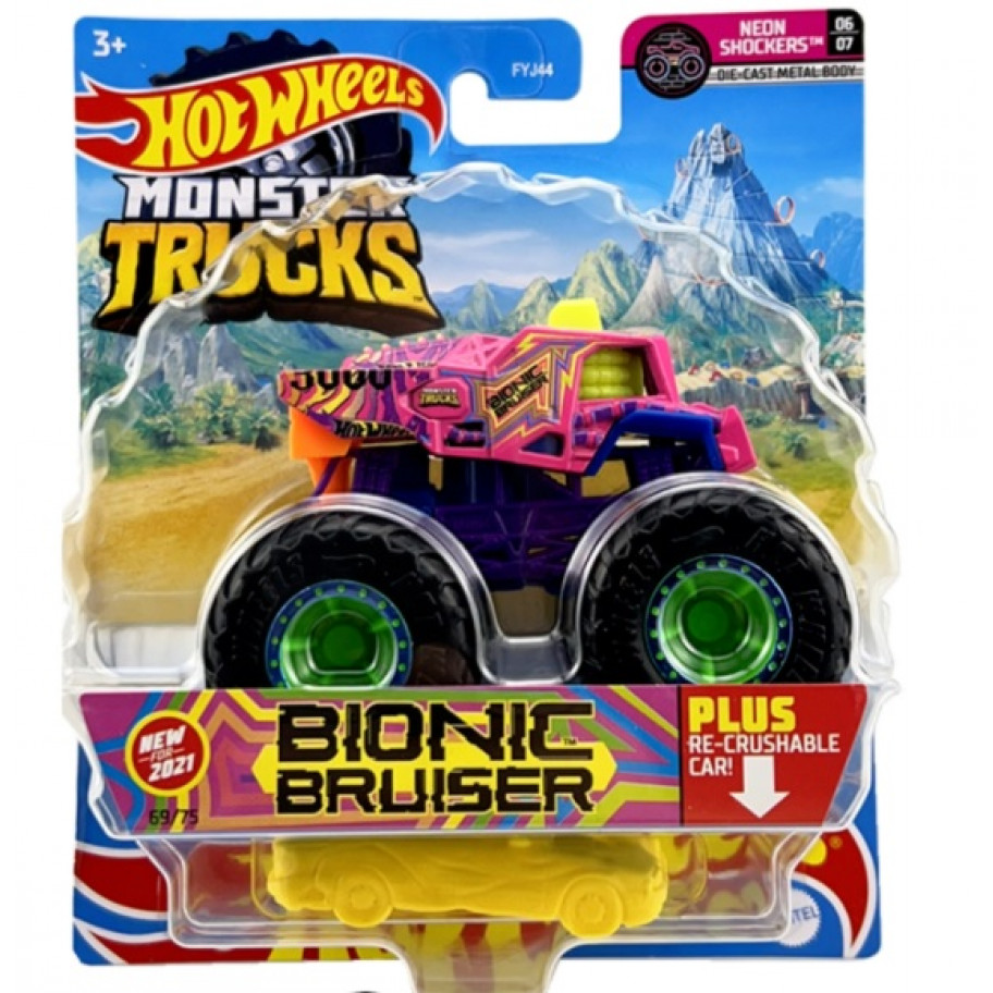 Машинка Монстр Трак Бионик Бруйзер Хот Вилс 1:64 Hot Wheels Monster Trucks Bionic Bruiser Mattel GHT90