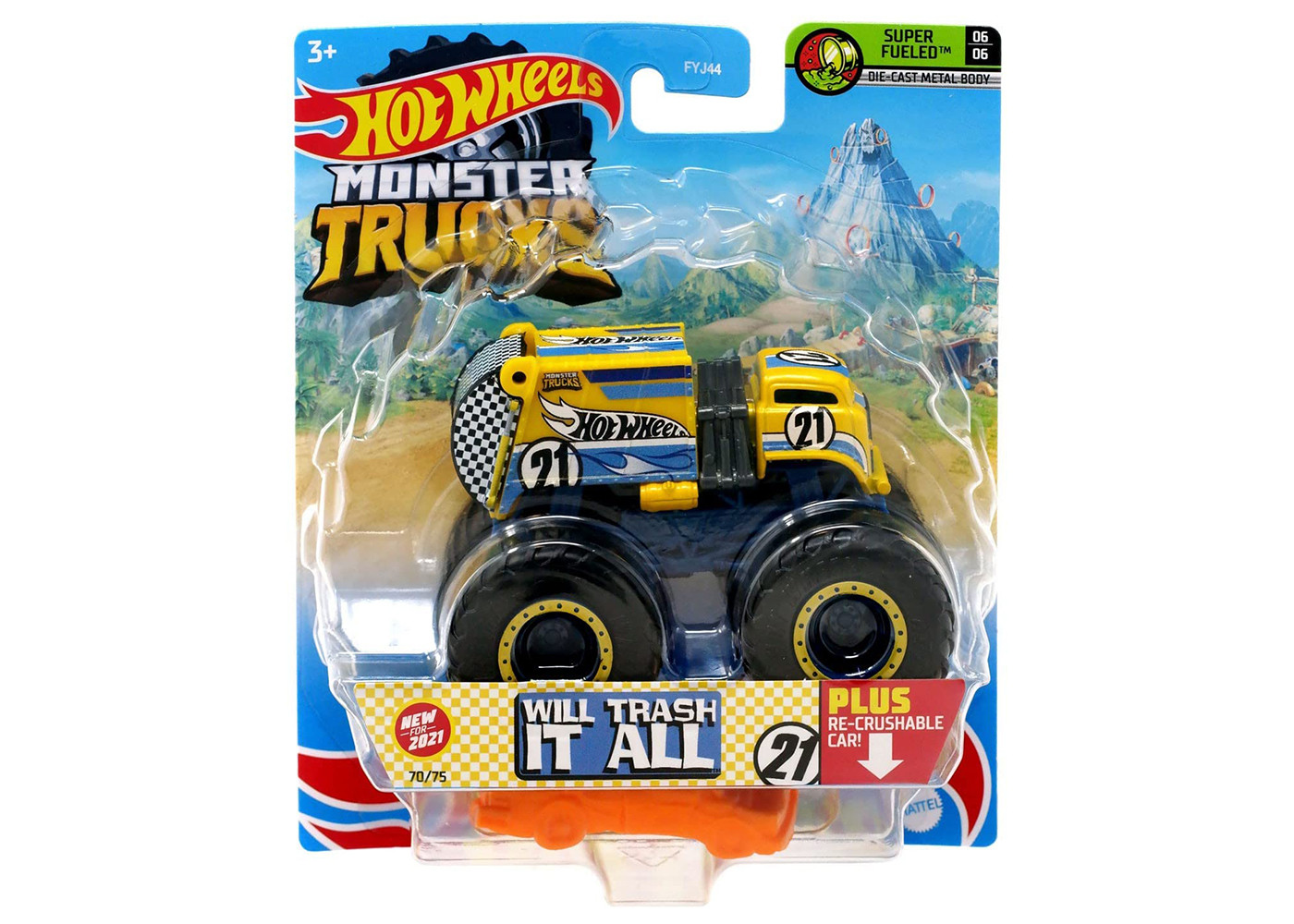 Машинка Монстр Трак Мусоровоз Хот Вилс 1:64 Hot Wheels Monster Trucks Will Trash It All Mattel GTH92