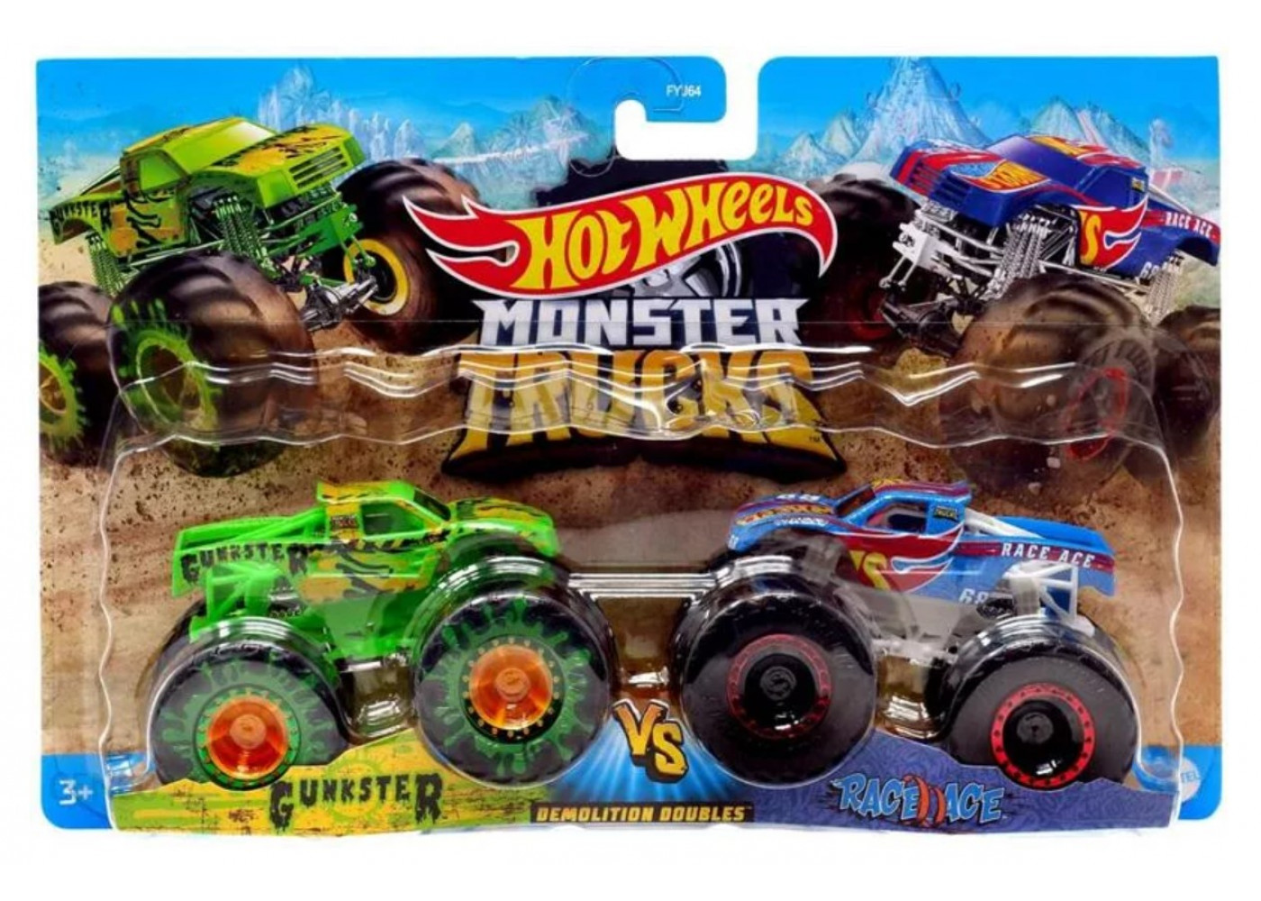 Машинки Хот Вілс Ганкстер Проти Гонщика Монстр Трак Monster Trucks Gunkster VS Race Ace Hot Wheels HDG23