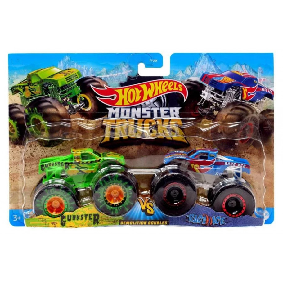 Машинки Хот Вілс Ганкстер Проти Гонщика Монстр Трак Monster Trucks Gunkster VS Race Ace Hot Wheels HDG23