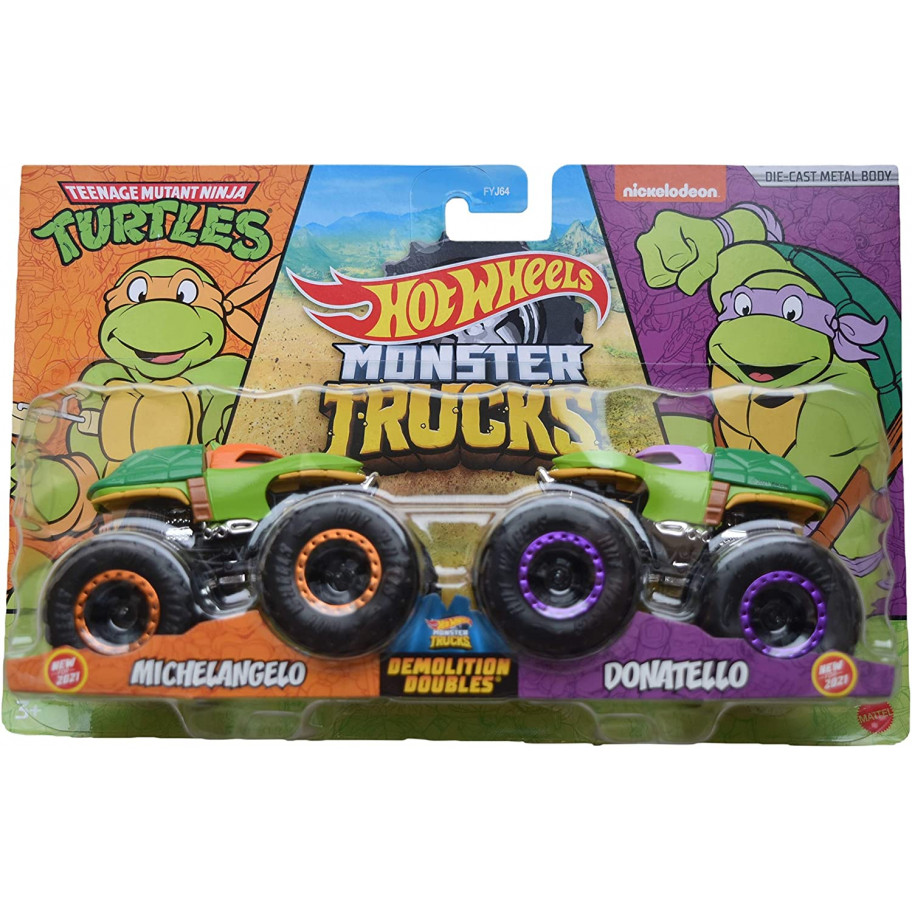 Машинки Хот Вилс Микеланжело Против Донателло Монстр Трак Monster Trucks Michelangelo VS Donatello Hot Wheels GTJ53