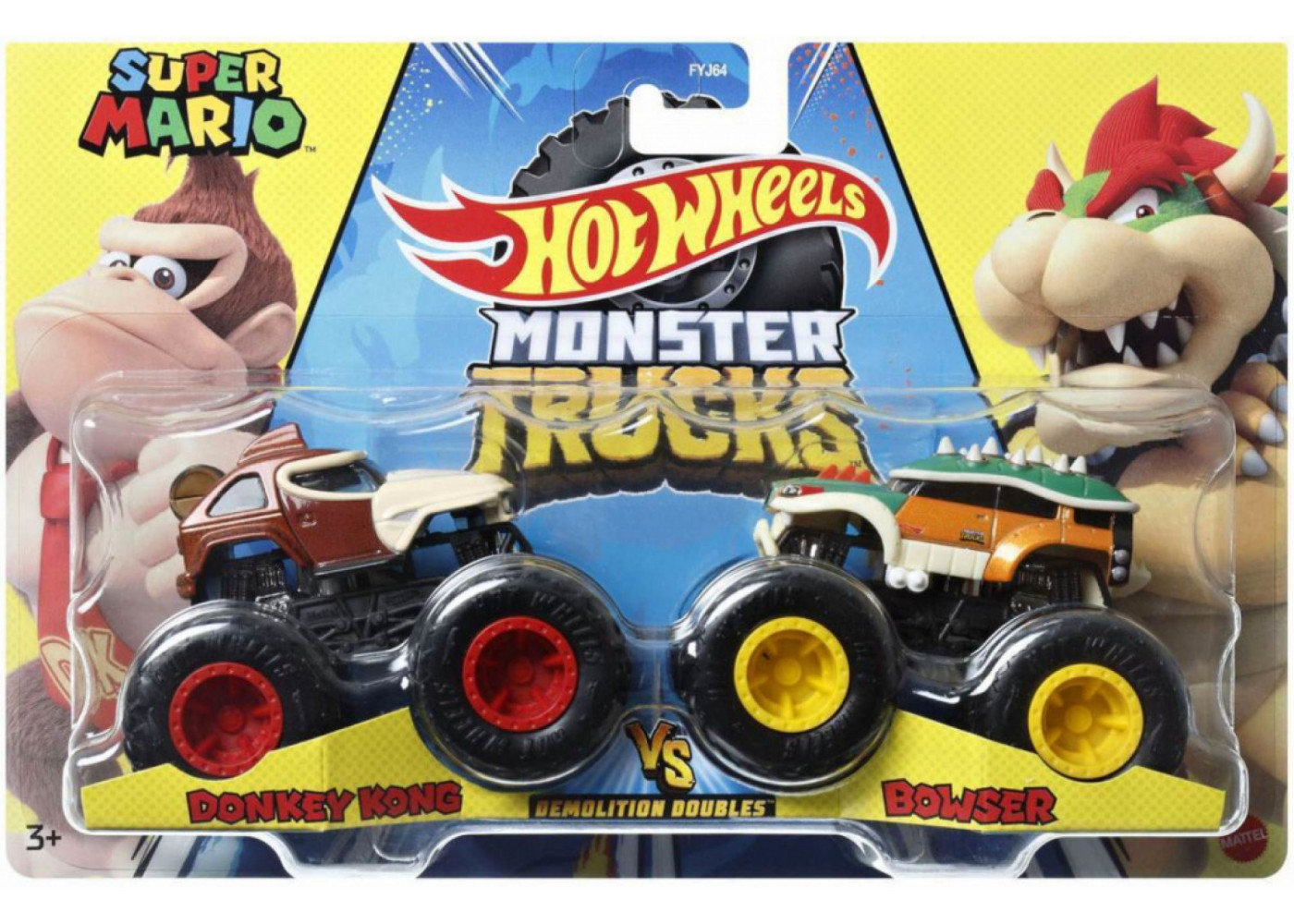 Машинки Хот Вилс Монстр Трак Monster Trucks Donkey Kong VS Bowser Hot Wheels HNX23