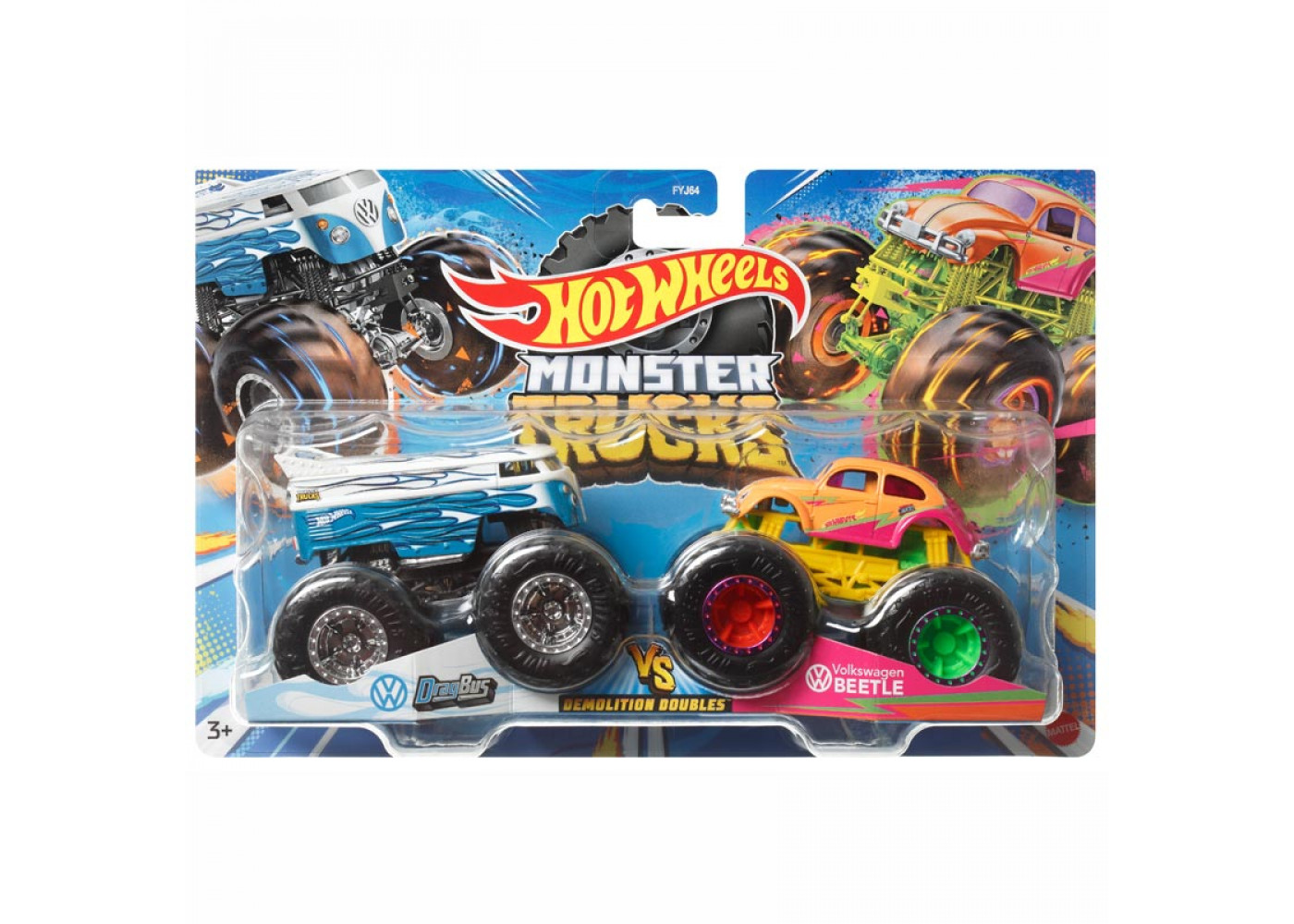 Машинки Хот Вілс Монстр Трак Monster Trucks DragBus VS Volkswagen Beetle HNX28