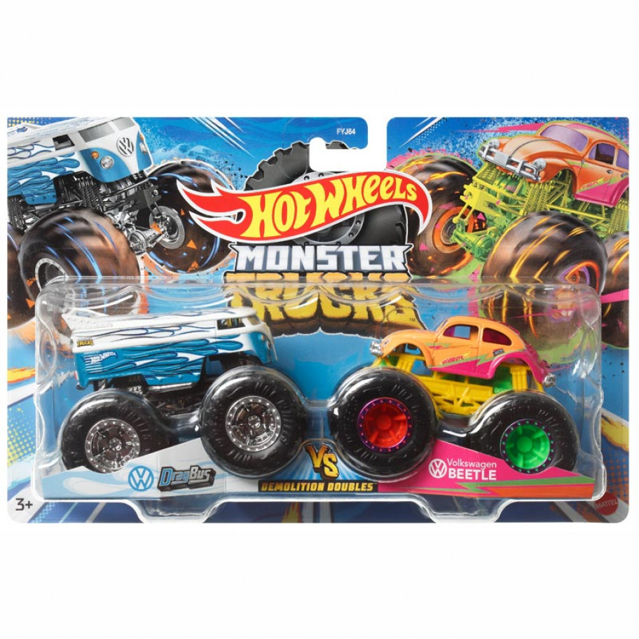 Машинки Хот Вілс Монстр Трак Monster Trucks DragBus VS Volkswagen Beetle HNX28