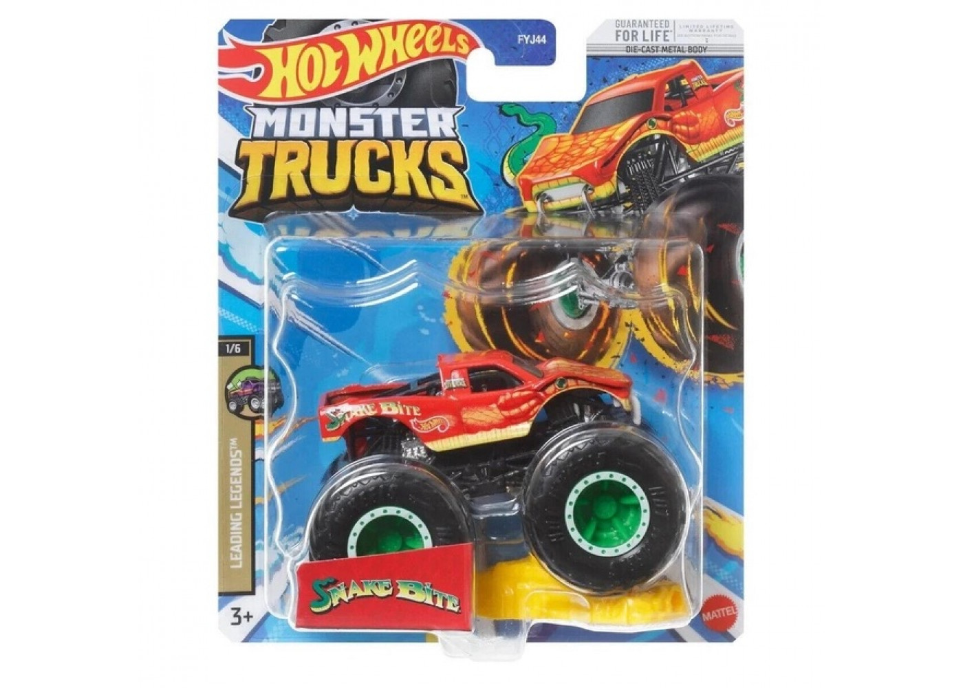 Машинка Хот Вілс Монстр Трак Monster Snake Bite Hot Wheels HNW19