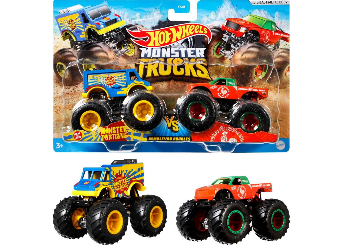 Машинки Хот Вілс Монстр Трак Monster Trucks Monster Portions и Tuong ot Sriracha Hot Wheels GTJ49