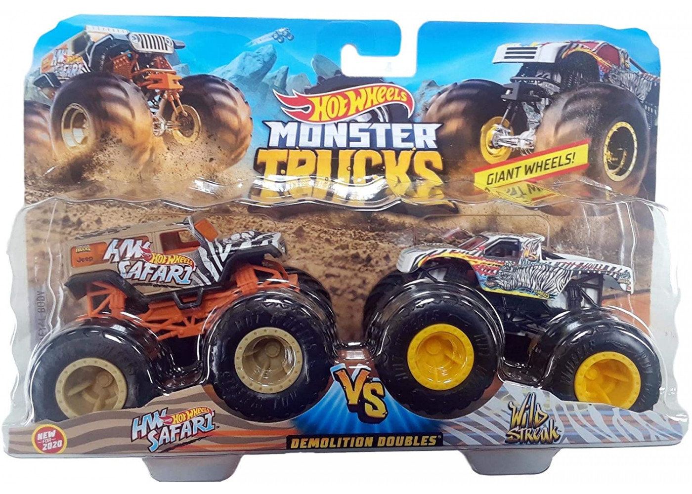 Машинки Хот Вилс Сафари против Дикаря Монстр Трак Monster Trucks Safari vs Wild Streak Hot Wheels GJF64