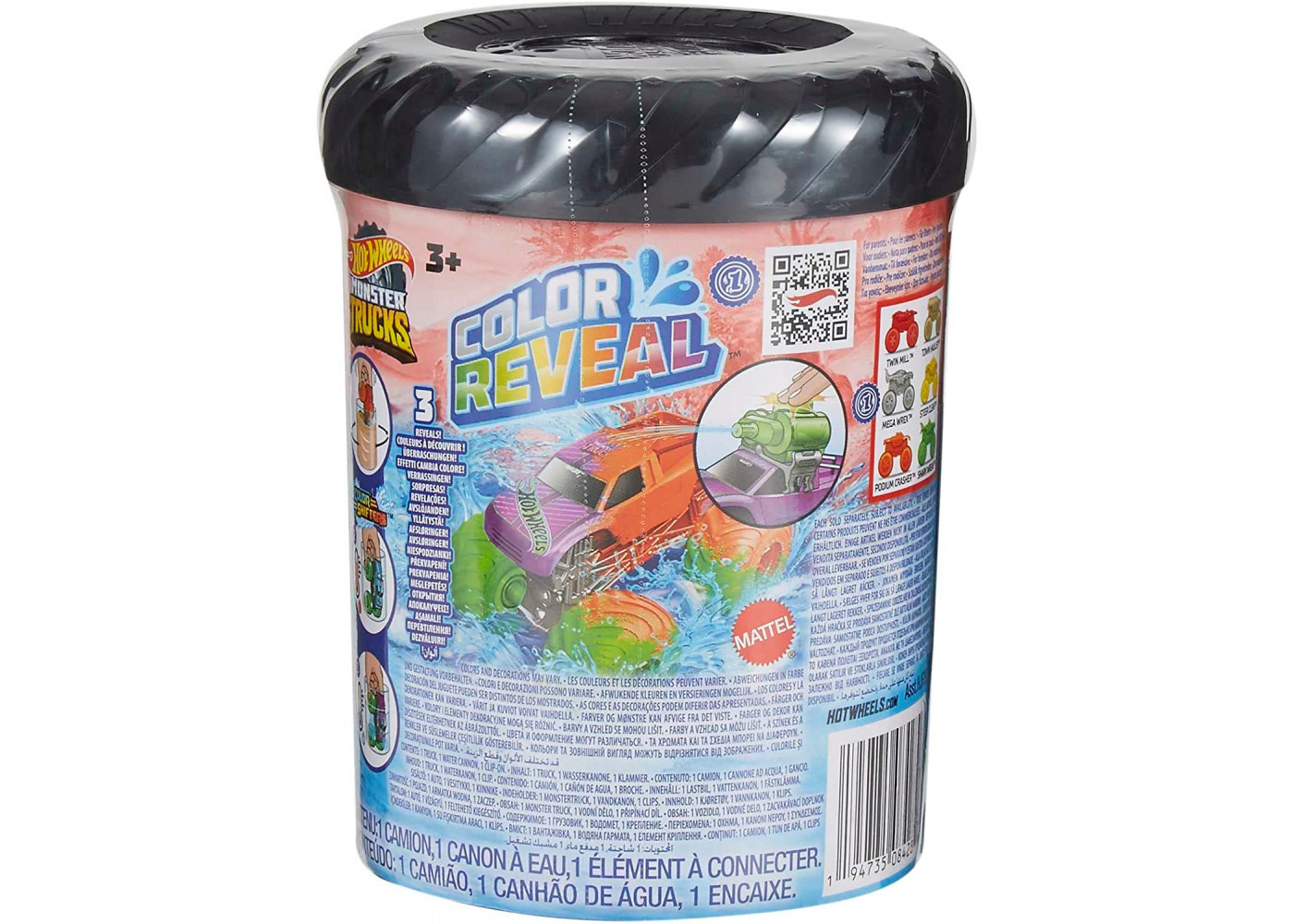 Машинка Хот Вилс Монстр Трак 1:64 Меняющая Цвет Hot Wheels Color Reveal Truck HJF39