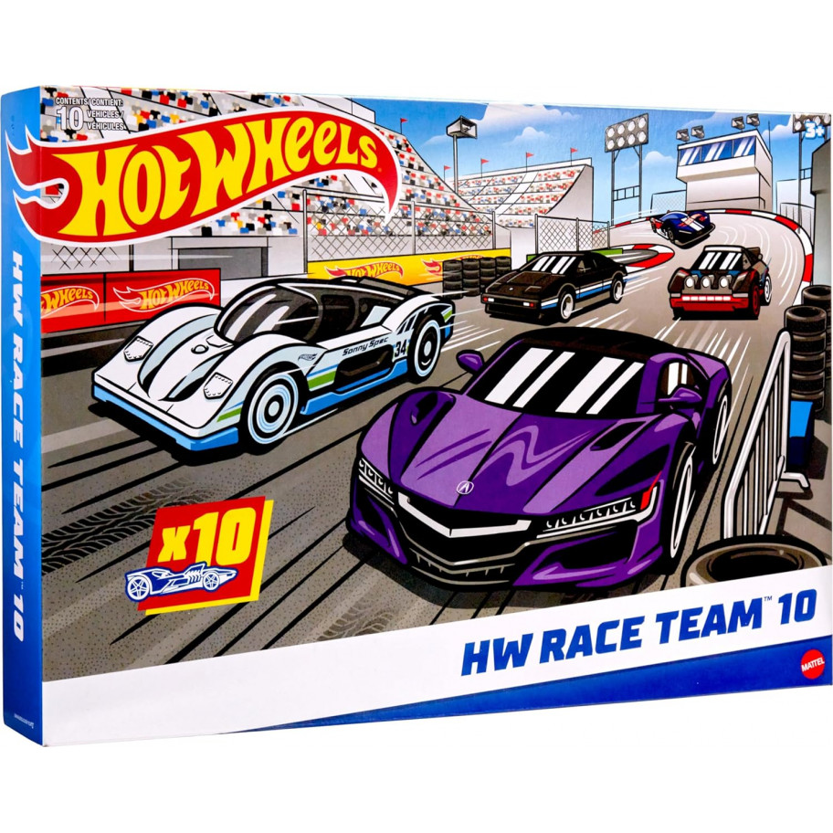 Набір з 10 машинок 1:64 Хот Вілс Hot Wheels Race Team Mattel HMK47