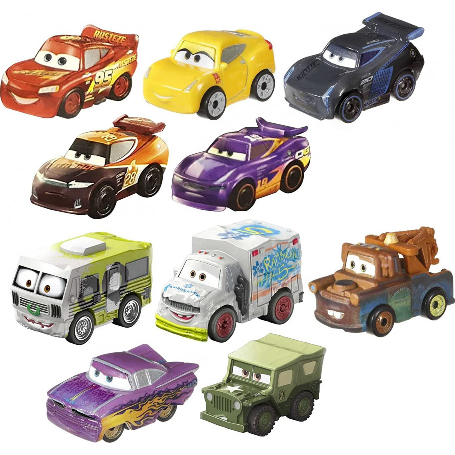 Набор из 10 машинок Тачки Disney Pixar Cars Mini Racers Variety Mattel FLG73