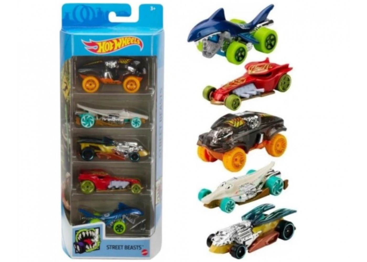 Набір з 5 машинок Хот Вілс Вуличні Звірі Hot Wheels Street Beasts Mattel GTN49
