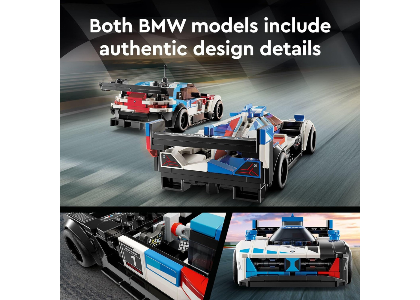 Конструктор Гоночные Автомобили Лего БМВ 676 деталей Speed ​​Champions BMW M4 GT3 BMW M Hybrid V8 LEGO 76922