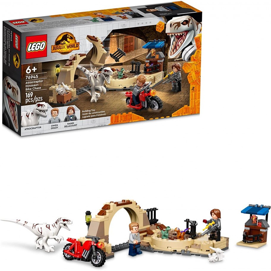 Конструктор Лего Динозавр Атроцираптор Lego Jurassic World Atrociraptor Dinosaur Bike Chase 76945