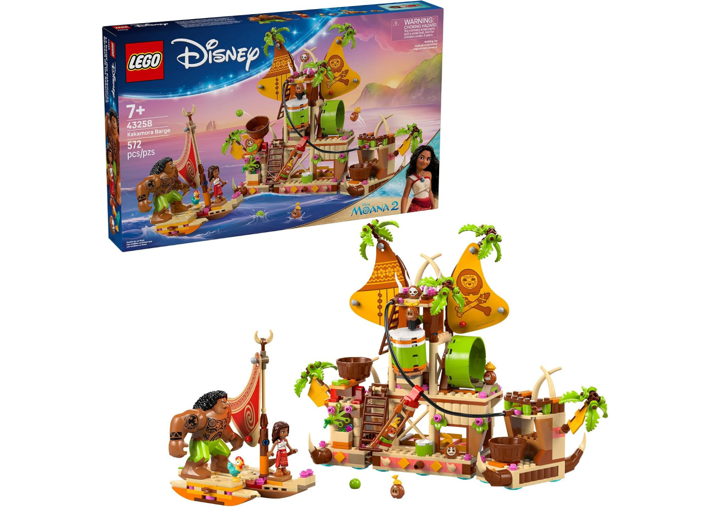 Конструктор Лего Моана 2 Баржа Какамора 572 деталей Disney Moana 2 Kakamora Barge Lego 43258