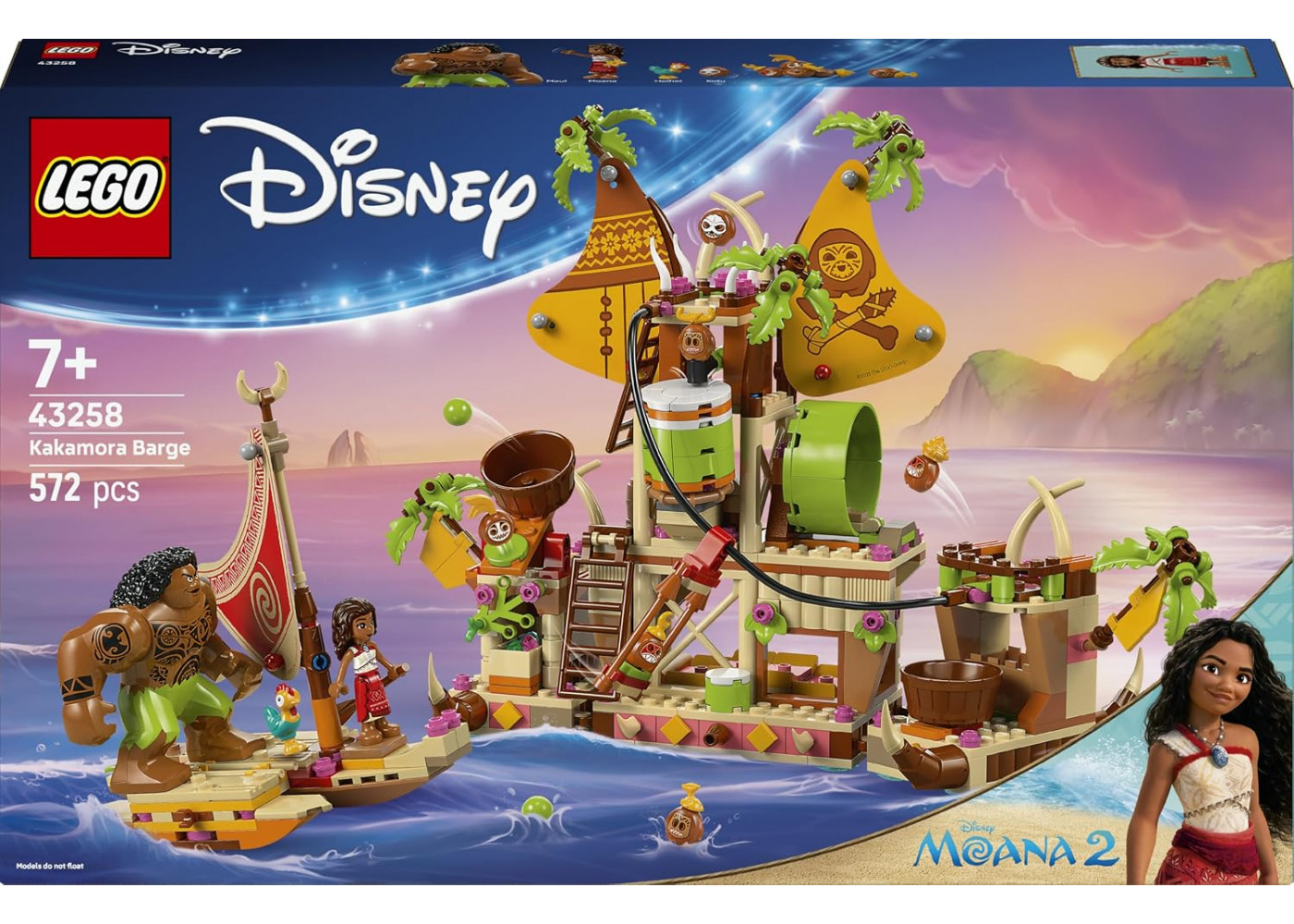 Конструктор Лего Моана 2 Баржа Какамора 572 деталей Disney Moana 2 Kakamora Barge Lego 43258
