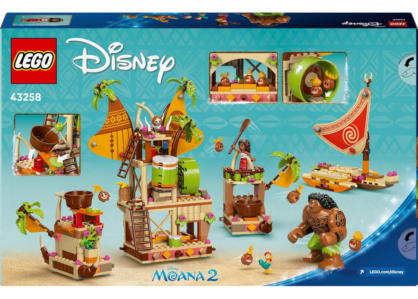 Конструктор Лего Моана 2 Баржа Какамора 572 деталей Disney Moana 2 Kakamora Barge Lego 43258