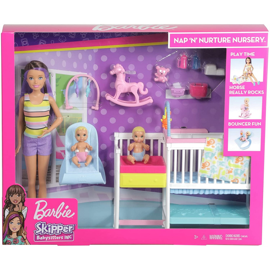 Набор Барби Детская Комната Уход За Малышами Barbie Set Kids Room Toddler Care Mattel GFL38