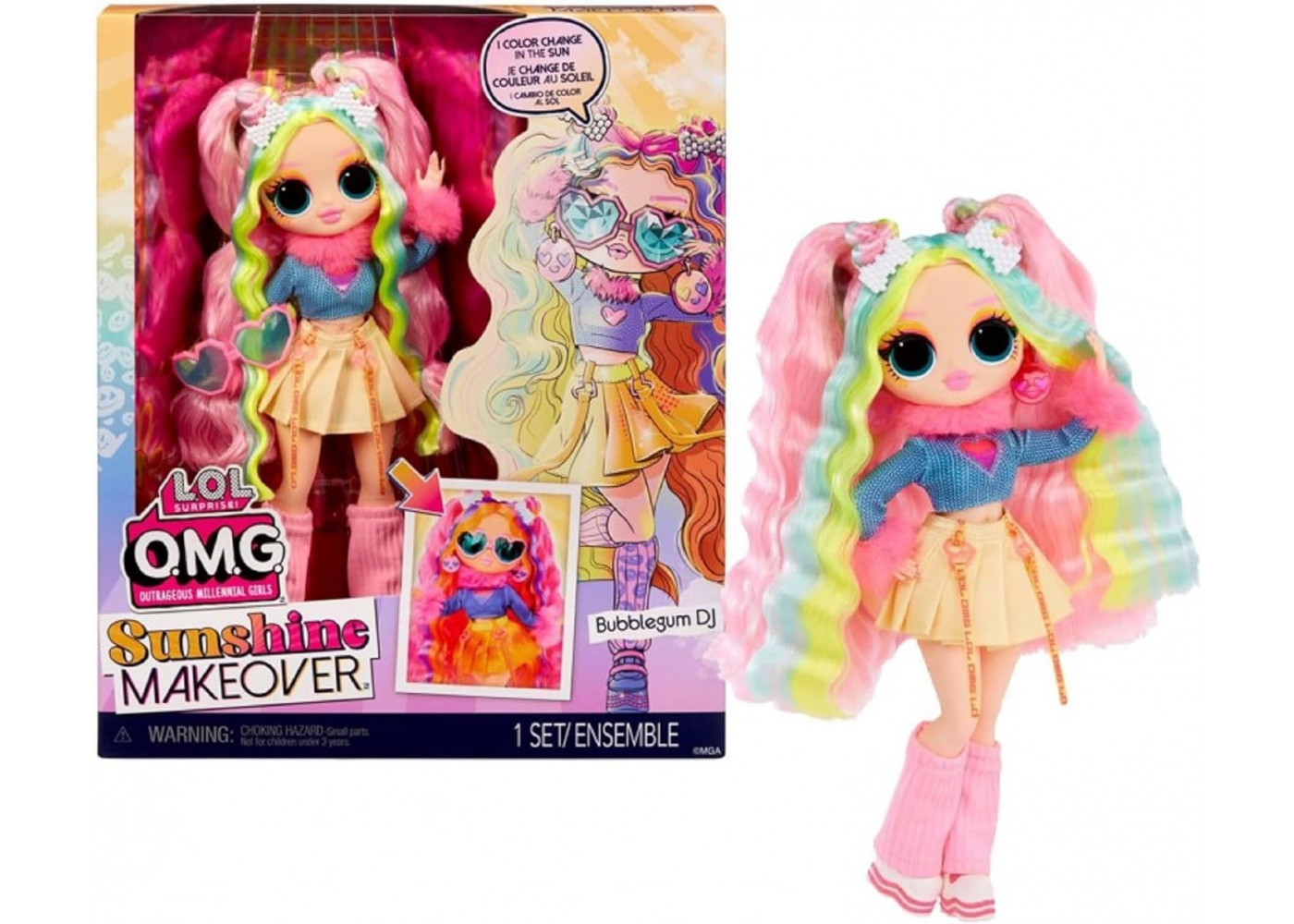 Лялька ЛОЛ Баблгам DJ Змінює Колір LOL OMG Color Change Sunshine Makeover Bubblegum DJ MGA 589426