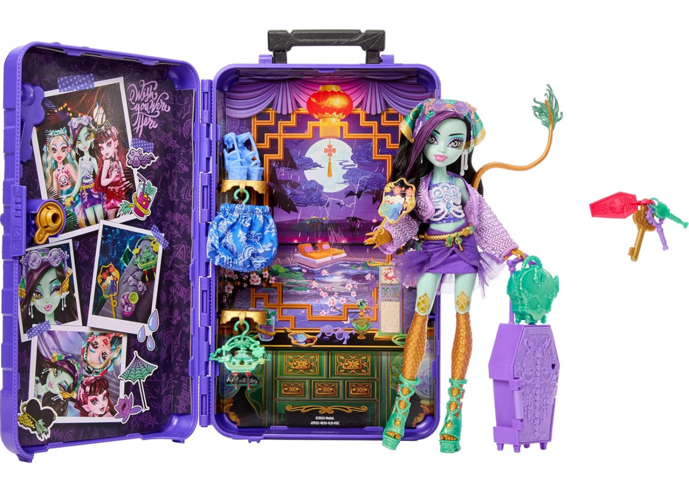 Кукла Монстер Хай Джинафайр Лонг Monster High Jinafire Long Destination: Gore-geous Oasis with Suitcase Mattel JDR52